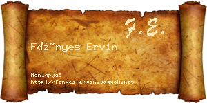 Fényes Ervin névjegykártya