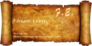 Fényes Ervin névjegykártya