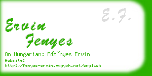 ervin fenyes business card